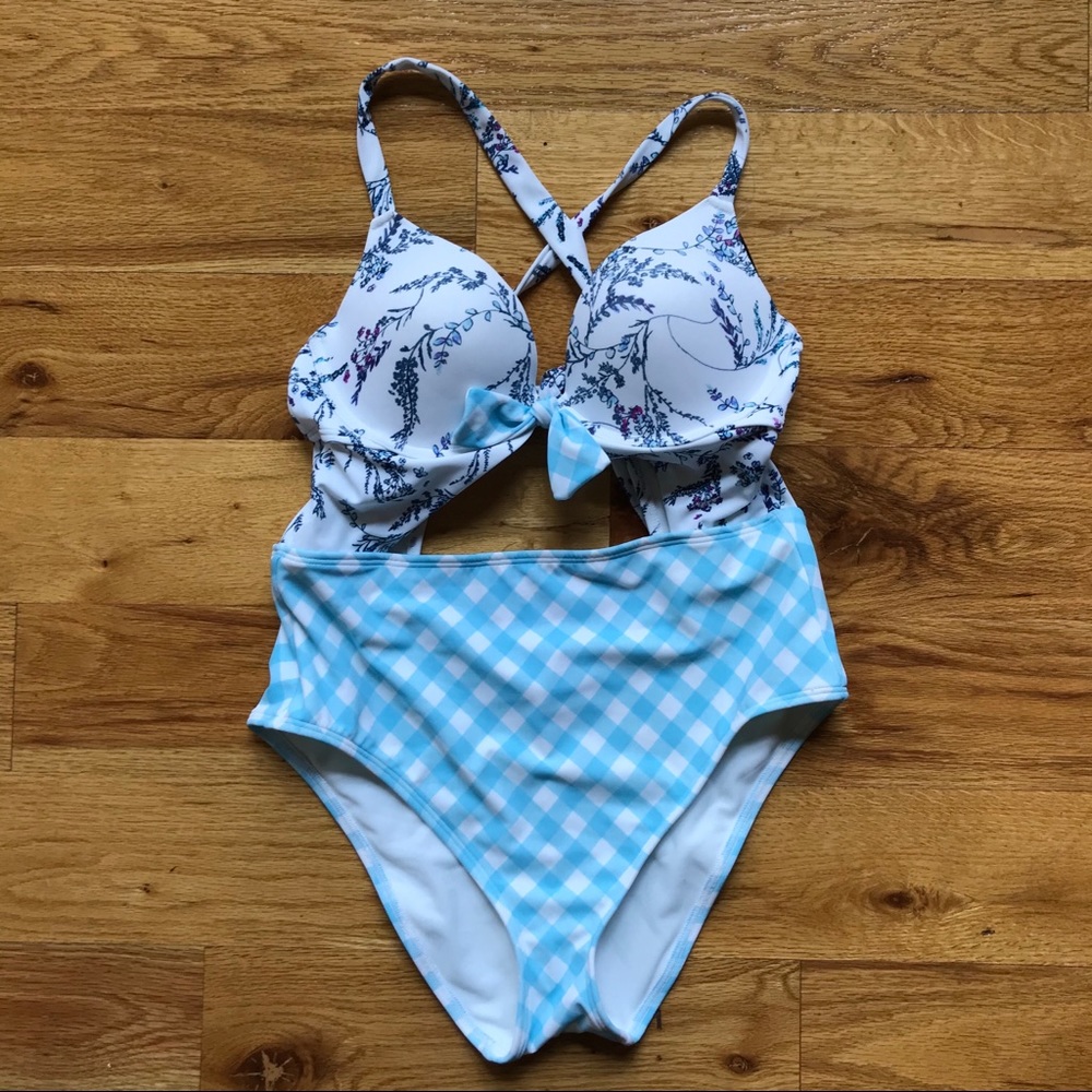 🎁NWT! Adore Me push up one piece blue swimsuit M